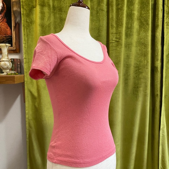 Vintage Bubble Gum Pink Top, Metalic, 1970s Roller Girl 🛼, Disco Queen 🪩 - Picture 8 of 9